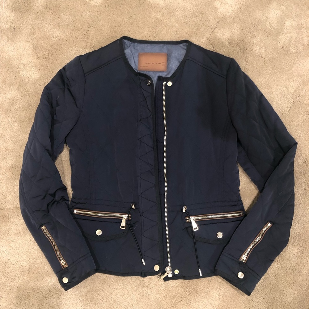 ZARA blue quilted jacket